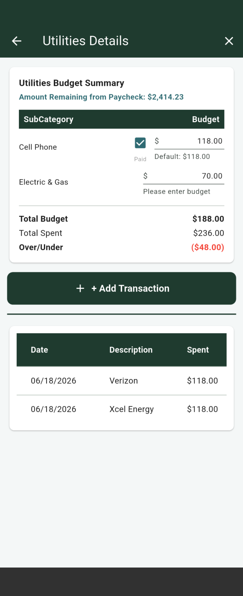 Category Details screenshot